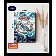 Real Madrid themed wall decoration, real Madrid logo, real Madrid/poster, real Madrid/, wooden wall 
