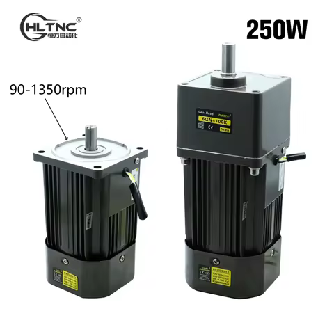 HLTNC 250W AC 110V 220V 50 60Hz Induction Gear Motor With Speed 1400 rpm to 5rpm 104mm Flange Engine