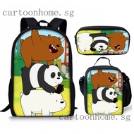 We bare bears beg sekolah kids School bag set backpack for Elementary and Middle School pencil case lunch bag Backpack can customize