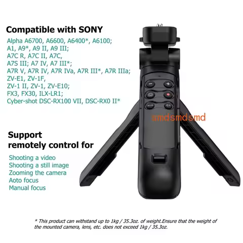 Wireless Grip Tripod Remote Control Vlogging Tripod YouTube TikTok for Sony a6700 a7RV a7IV ZV-1 ZV-