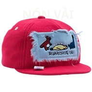 "Cap for boys 1-2 years old in large velvet fabric with torn tassels, fashionable buckle to adjust h