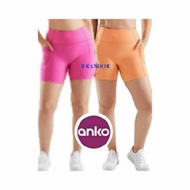 Brandor - Highwaist Biker Shorts Pants 7"- Pocket - Celana Pendek Olahraga Wanita By ANKO ( ANSH46 )