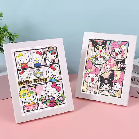 Sanrio Cartoon Diamond Painting DIY Kuromi moldey Diamond Sticker Handmade Decorative Painting Frame