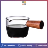 Flandre 100ml Espresso Cup Glass Measuring Cup Restaurant Barista Tool Coffee Wooden Handle Glass