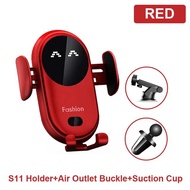 Fengge1เครื่องชาร์จไร้สายอย่างเร็วแบบหนีบอัตโนมัติ10W S11 Qi ที่วางโทรศัพท์ในรถเซนเซอร์อินฟราเรดอัจฉ