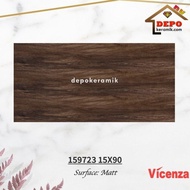 Vicenza 159723 15x90 Kw1 Granit Lantai Motif Kayu Indoor Outdoor