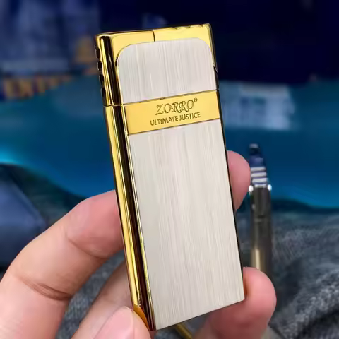 Zorro Ultra-thin Gas Lighter Portable Metal Texture Retro Creative Lighter Cigarette Accessories
