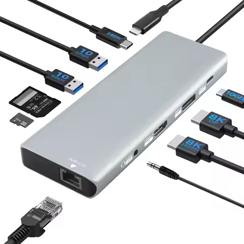 USB 4.0 Docking Station 10-in-1, 8K Docking Station with HDMI2.1, DP1.4, 10Gbps , 140W Charging, Eth