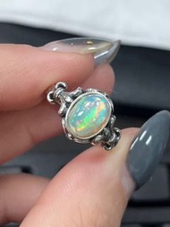 opal 歐泊 白歐泊 蛋白石 925純銀 戒指  做舊 復古 克羅心 歐珀戒