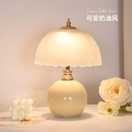TDD 2026 Cream Style Table Lamp Feel Bedroom Light Luxury 2026 Bedside Table Owner Bed Retro Creativ