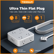 TESSAN ปลั๊กไฟ 8 ช่อง พร้อมสวิตช์และพอร์ต USB-C 1.5/3.0/4.5/7.5 เมตร สาย ปลั้กพ่วง ปลั๊กสามตา กันไฟก