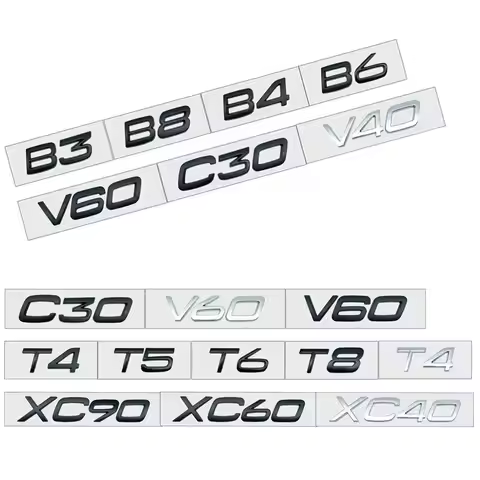 3D Car Styling Chrome Metal Black Silver Sticker Tail Emblem Rear Decal Letter Logo For Volvo T4 T5 