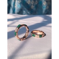 【High version 1: 1】bv new 18K rose gold snake bone ring female malachite diamond ring light luxury l