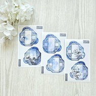 Oriental label paper sticker_ blue snake