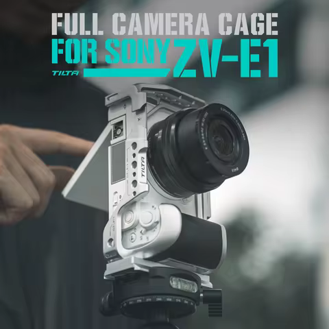 TILTA for Sony ZV-E1 zve1 Cage Camera Kit Silver TA-T35-A-S with Silicone Grip Dslr Rig Cold Shoe Na