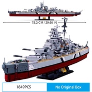 Compatible with LEGO 2 trong 1 KMS Bismarck Battleship Blocks WWII Quân sự Tàu chiến Hải quân Hạm độ