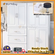 Worthbuy Space Saving Clothes Wardrobe Almari Baju Plastic Cabinet Closet With Upper Hanging Rod 衣柜