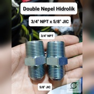 Double Hydraulic Nipple 3/ 4" NPT x 5/8" JIC (MB-MJ)