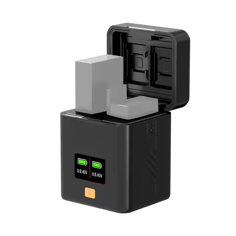 Camera Battery Charging Case for NP-W126 NP-W126S Batteries 2-slot Battery Charger with Card Slots O