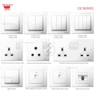 CROWN CE Series Socket Outlet & Switches / lampu switch /  13A Switch socket / plug socket / 1gang 2