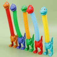Telescopic Dinosaur Toy Mini Pop Tubes Kawaii Dinosaur Mochi Squishy Toy Stretch Pop Tubes Sensory Toy for Party Favors for Kids