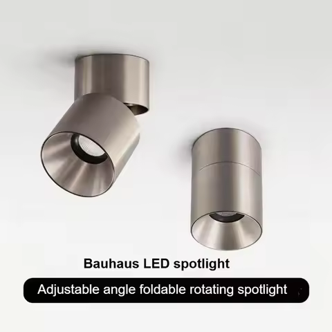 Bauhaus Led Spotlight Surface Mounted Spot Light Aluminum Silver Color Ceiling Lamp adjustable angle
