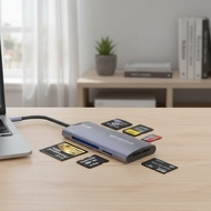 USB High Speed 6-in-1 Memory Card Reader for Type C TF XD CF M2 SD Data Transfer