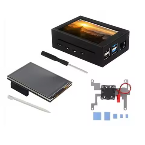 [ Price Drop !! ] Aluminium Case For Raspberry Pi 4 B 3.5 Inch Touchscreen 480X320 LCD With Cooling 