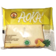 aoka roti panggang 65gr coklat susu keju blueberry nanas vanila ropang - nanas