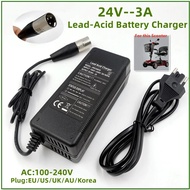 【Holqa】 24v3a elderly scooter ebike charger golf cart wheelchair charger lead acid charger 24V