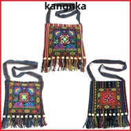 KANGNKA Message Bag, Tassels Hmong Tribal Ethnic Women Shoulder Bag, Vintage Embroidery Tapestry Fas