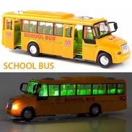 School Bus Bus Children's Toy Car Can Open Door Bus Inertial with Light Music