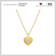 Gemondo สร้อยคอพร้อมจี้เงินแท้ 925 ชุบทอง 22K ประดับอัญมณีไวท์โทแพซดีไซน์ทรงหัวใจ