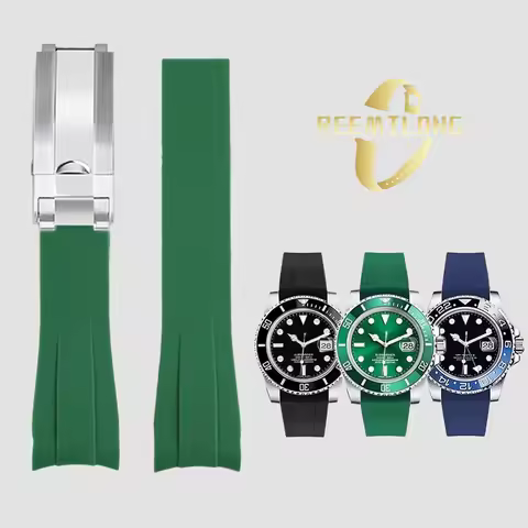 Silicone rubber watchstrap For Rolex daytona submariner yacht master 20mm Solid color black blue red