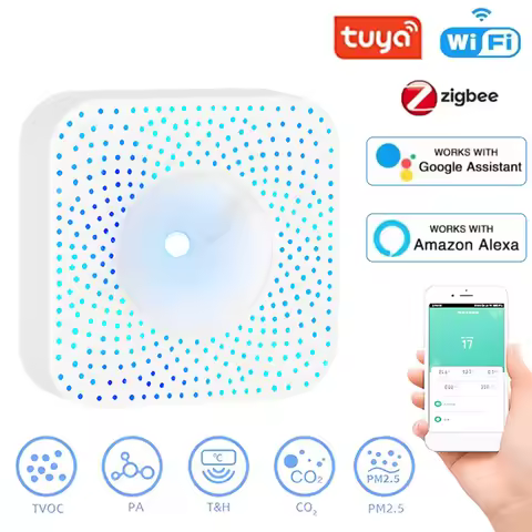 Tuya WIFI/Zigbee Smart Air Quality Monitor Box VOC HCHO PM2.5 Gas Detector Temperature Humidity Mete