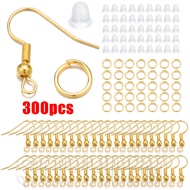 300Pcs/Bag Hypoallergenic Earring Hook Kit - For DIY Jewelry Accessories Making - Silver, Gold Color