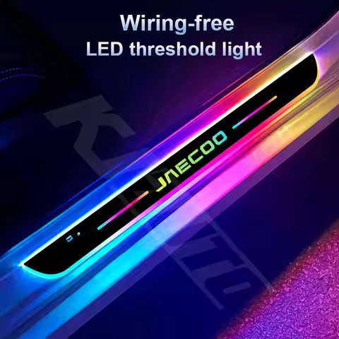 Car LED Dynamic Flow Light Threshold Plate Colorful Door Sill Protection Strip USB Power No Wiring F