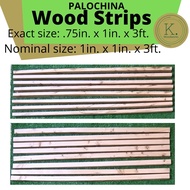 ♞Wood Strips Palochina Pinewood Size 1 inch x 1 inch x 1ft, 2ft and 3ft