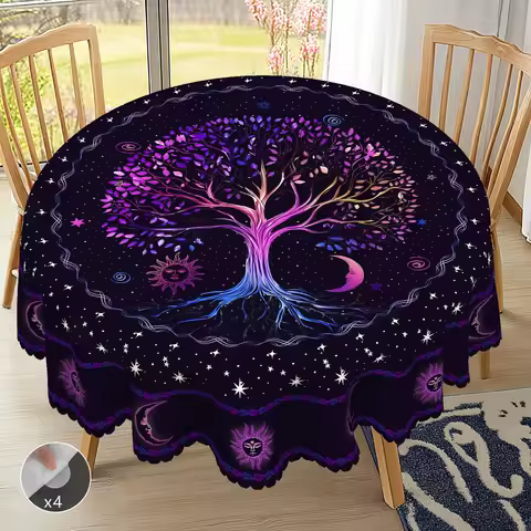 1 Piece of Tarot Element Decorative Tablecloth, Tree of Life Pattern Printed Tablecloth, Occupying G