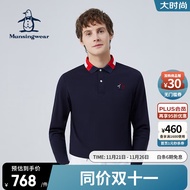 万星威（Munsingwear）高尔夫男士秋冬新品长袖T恤翻领撞色打底衫 M145 M