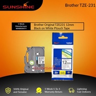 Brother TZe-231 12mm Black on White 8 meter Laminated Ptouch Tape 231, tze231