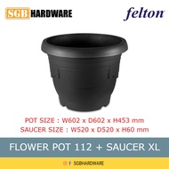 FELTON FLOWER POT 112 - XL AND FELTON FLOWER POT SAUCER XL ~