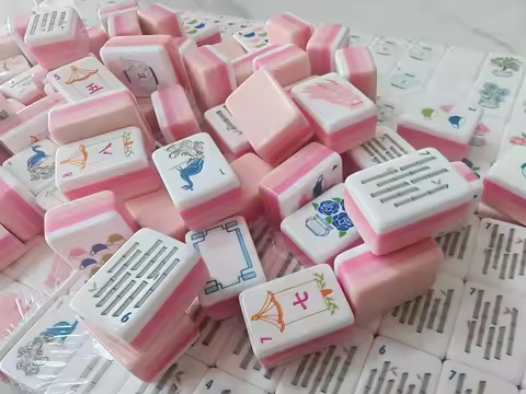 Hot American Mahjong Set Luxury Acrylic 4 Layer 160 Tiles Hibiscus Powder Mahjong Game Tiles Laser E