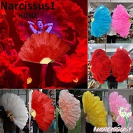 NARCISSUS Handheld Fur Fan, 30*52cm 35*60cm 12 Bones Folding Fan,  Runway  Props Big Red Ostrich Per