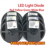 1Reel 0402 0603 0805 1206 1210 smd led Red Yellow Green White Blue light emitting diode Clear LED Li