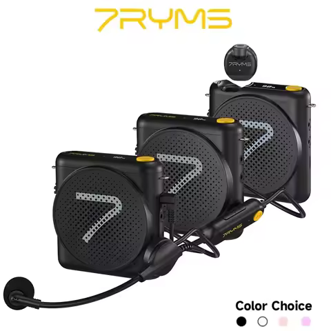 7RYMS WA Wireless Megaphone Headset Lavalier Mic Speaker Denoise Voice Amplifier with LED Screen for