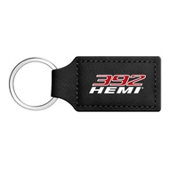 iPick Image - HEMI 392 inch Color Rectangular Black Leather Keychain Keyring Dodge Challenger Charge