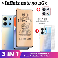 (3 in 1)For Infinix note 30 Full Cover Soft Ceramic Matte Cover Glass Screen Protector film+Camera Lens film+carbon fiber back film