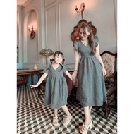 Bnstyle Mother and Baby Girl Couple Dress Long Stretch Black Checkered Dress mb 202417 Top Top Top T