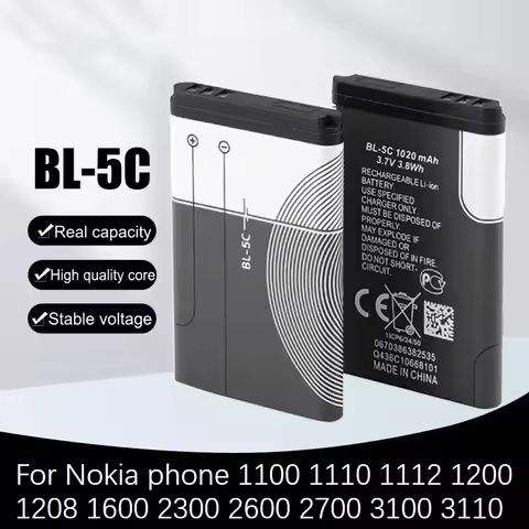 1/10pcs 3.7V 1020mAh Battery BL-5C BL5C BL 5C Rechargeable Batteries For Nokia 1100 1110 1112 1208 1